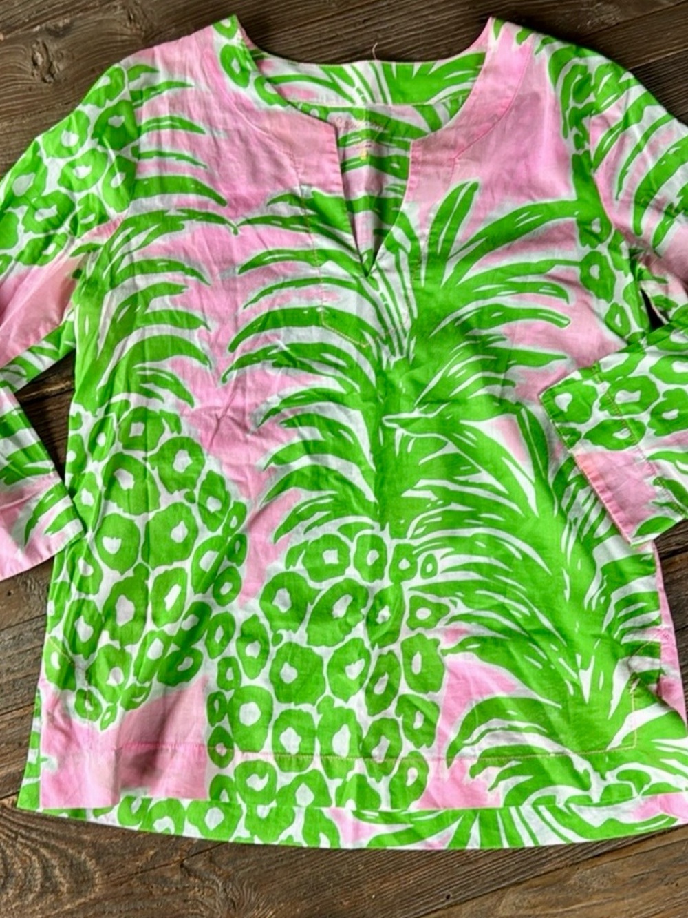 Lilly Pulitzer Pink Pout Flamenco Pineapple cotton tunic EUC size M